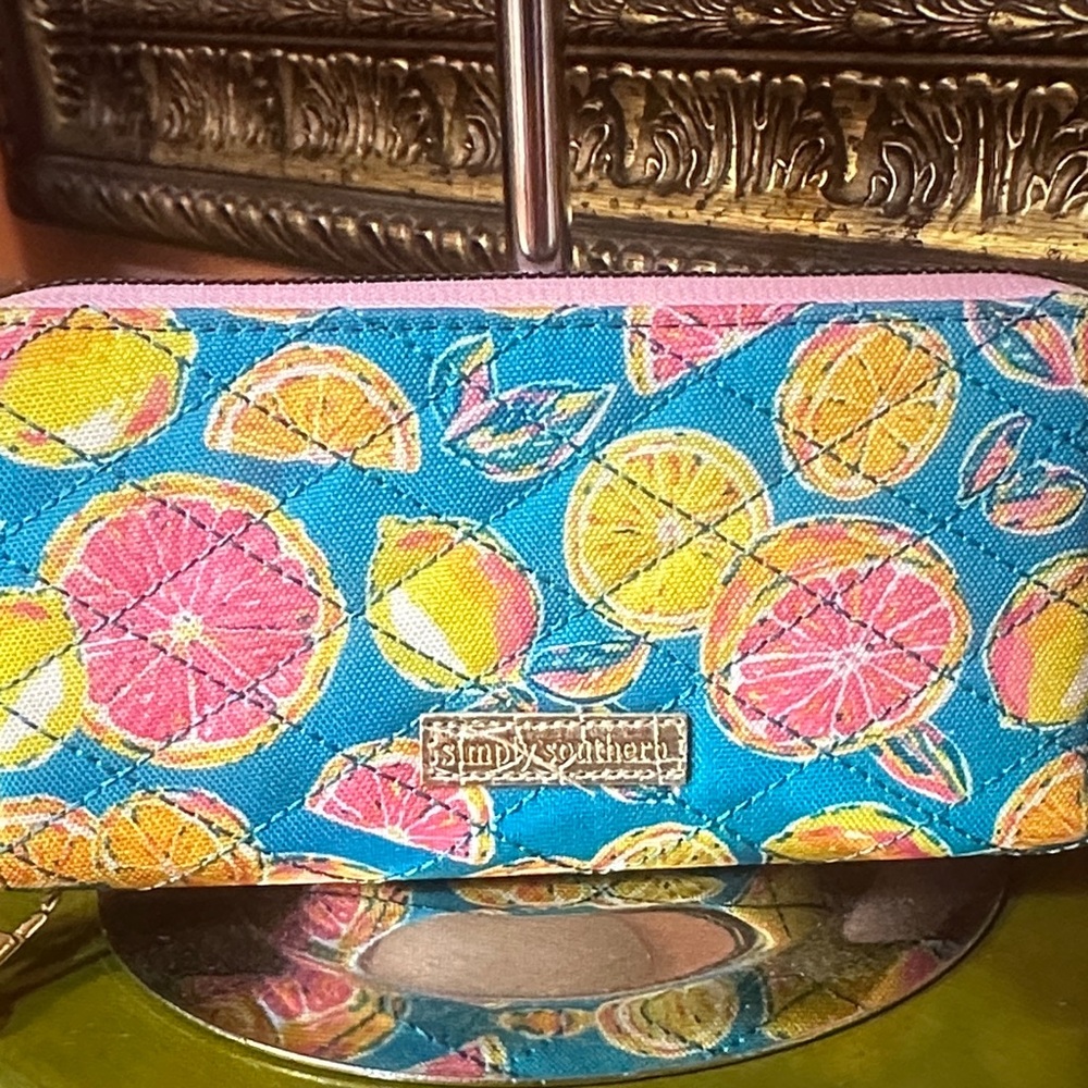 Simply Southern Blue Citrus Print Women's Wristlet